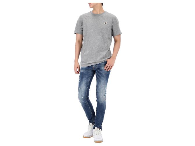 Moncler Baumwoll-T-Shirt mit Lucky Chance Logo-Patch Größe Silber - Ansicht 9