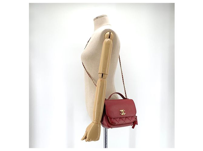 Chanel Borsa Tote Crossbody Caviar Business Affinity Gold Piccola Rosso - vista 10