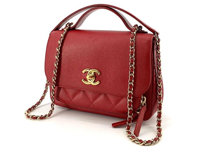 Chanel Borsa Tote Crossbody Caviar Business Affinity Gold Piccola Rosso - vista 2