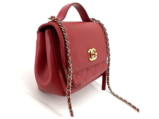 Chanel Borsa Tote Crossbody Caviar Business Affinity Gold Piccola Rosso - vista 6