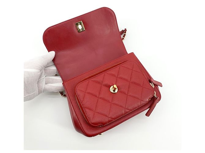 Chanel Borsa Tote Crossbody Caviar Business Affinity Gold Piccola Rosso - vista 8