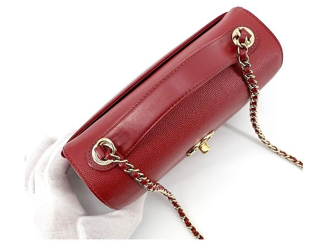 Chanel Borsa Tote Crossbody Caviar Business Affinity Gold Piccola Rosso - vista 9