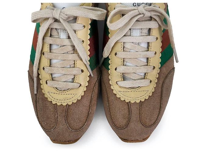 Gucci Sneakers basse Rocket in scamosciato GG Web da donna Beige Marrone - vista 11