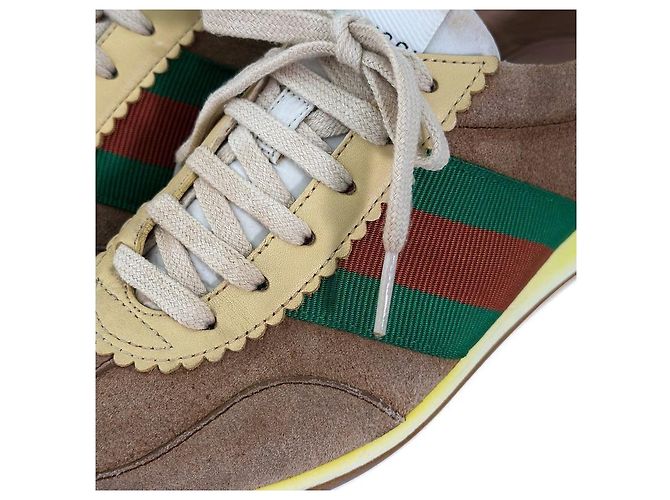 Gucci Sneakers basse Rocket in scamosciato GG Web da donna Beige Marrone - vista 12