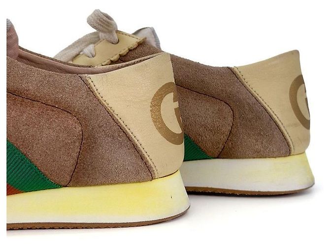 Gucci Sneakers basse Rocket in scamosciato GG Web da donna Beige Marrone - vista 13