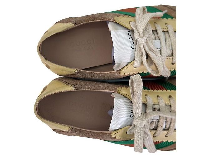 Gucci Sneakers basse Rocket in scamosciato GG Web da donna Beige Marrone - vista 14