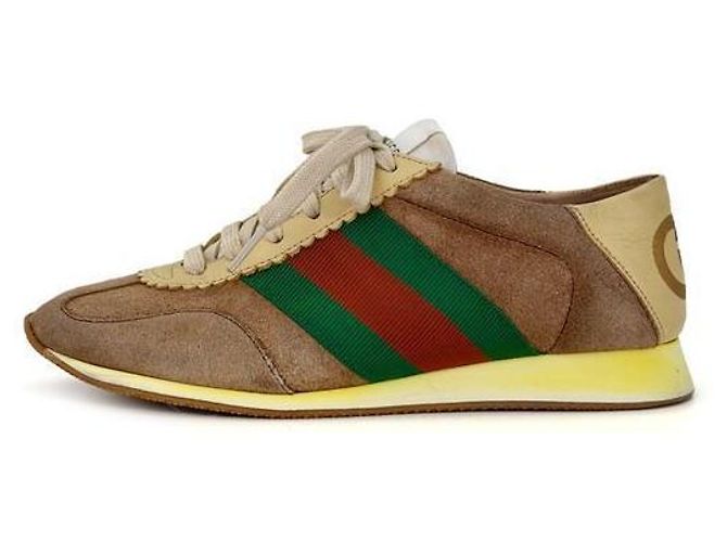 Gucci Sneakers basse Rocket in scamosciato GG Web da donna Beige Marrone - vista 2