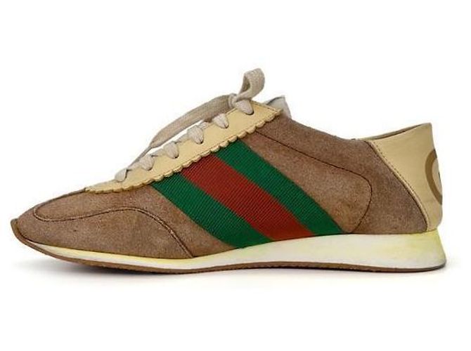Gucci Sneakers basse Rocket in scamosciato GG Web da donna Beige Marrone - vista 4