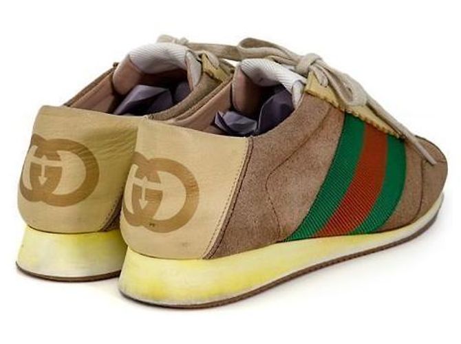 Gucci Sneakers basse Rocket in scamosciato GG Web da donna Beige Marrone - vista 7