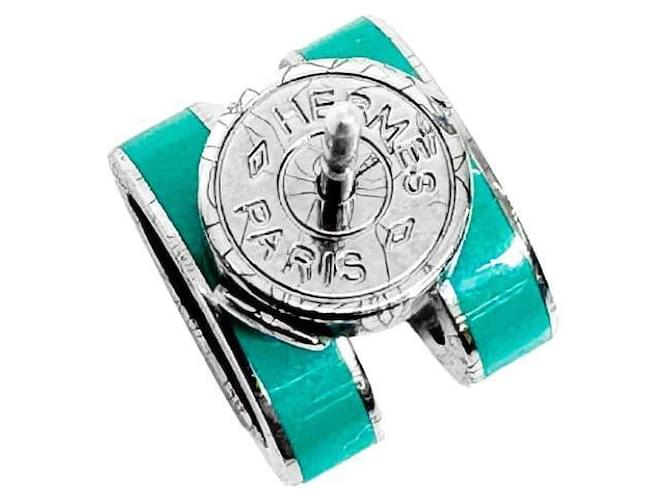 Hermès Orecchini Logo Pop Ash da donna Argento Blue Jean - vista 8