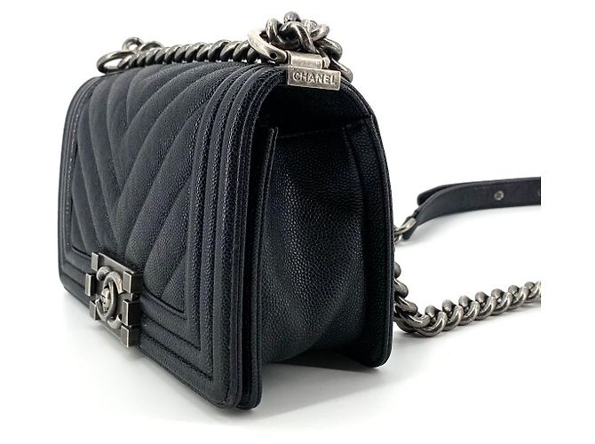 Chanel Borsa a tracolla Boy Bag piccola in caviar chevron Marrone - vista 5