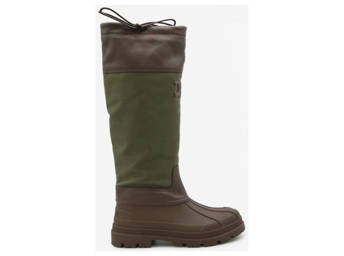 Céline Hohe Stiefel aus Nylon und Kalbsleder Braun - Ansicht 5