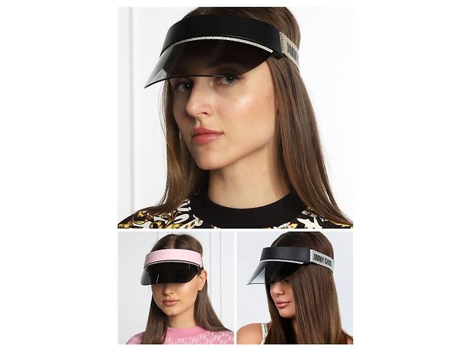 Jimmy Choo Visiera da Sole Calix Golf Escursionismo Moda Rosa Perla Banding Rosa Cappello da Sole Multicolore - vista 3