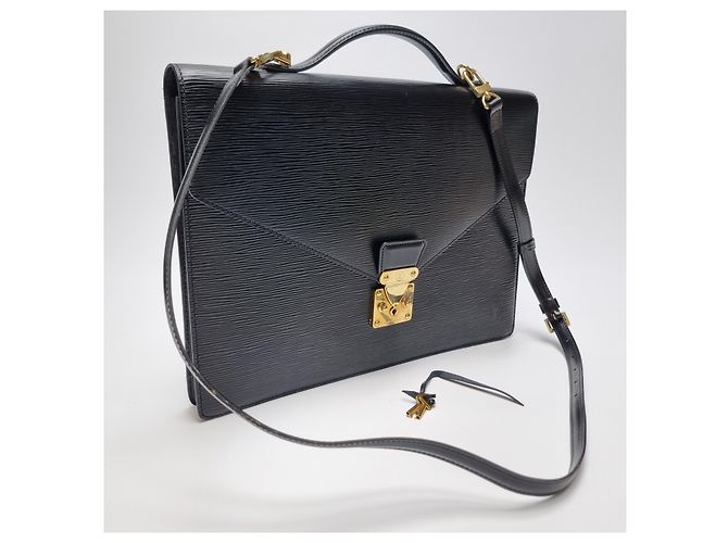 Louis Vuitton Sac Document en Cuir Epi Noir - vue 3