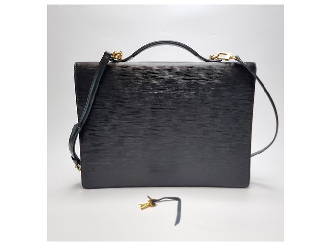 Louis Vuitton Sac Document en Cuir Epi Noir - vue 6