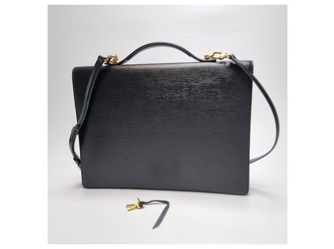 Louis Vuitton Sac Document en Cuir Epi Noir - vue 7
