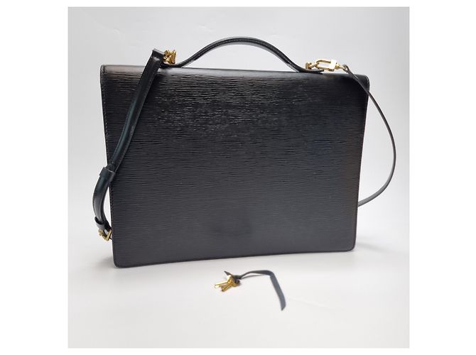Louis Vuitton Sac Document en Cuir Epi Noir - vue 8