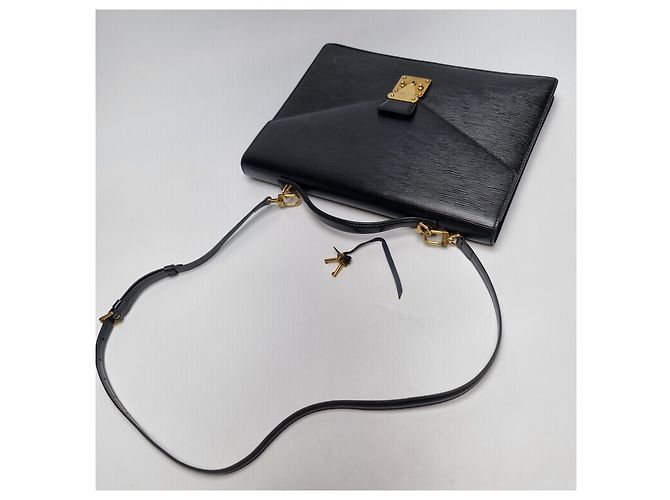 Louis Vuitton Sac Document en Cuir Epi Noir - vue 9