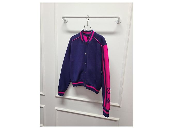 Louis Vuitton Strickjacke im Bomber-Stil mit Purple Block Monogramm Lila - Ansicht 3