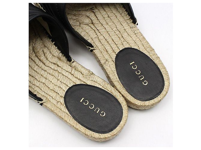 Gucci Mule espadrille loafer GG Marmont nero Marrone - vista 11