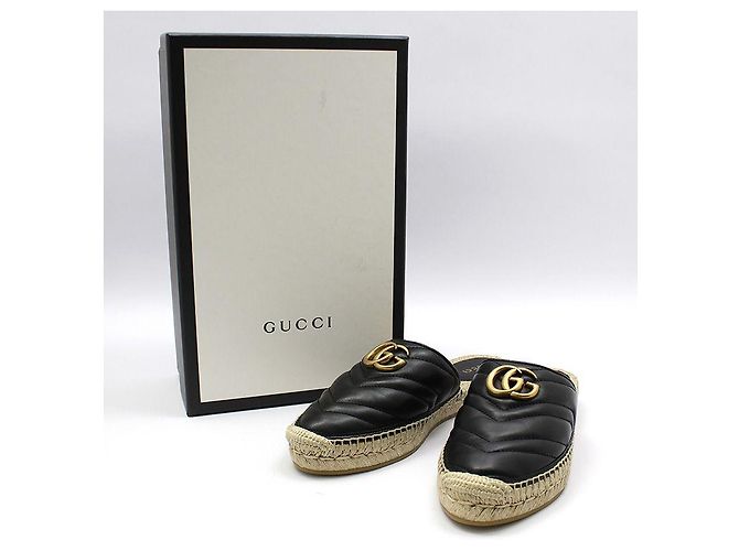 Gucci Mule espadrille loafer GG Marmont nero Marrone - vista 2
