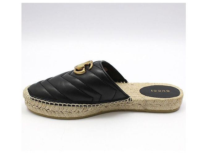 Gucci Mule espadrille loafer GG Marmont nero Marrone - vista 4