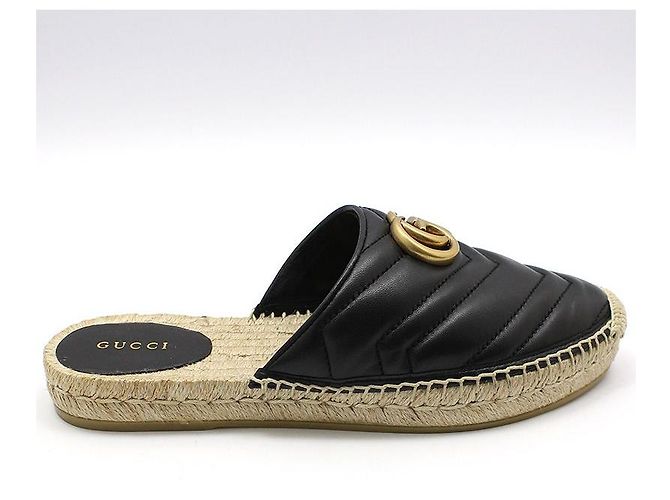 Gucci Mule espadrille loafer GG Marmont nero Marrone - vista 5