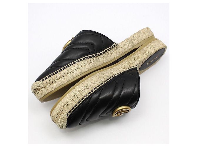 Gucci Mule espadrille loafer GG Marmont nero Marrone - vista 8