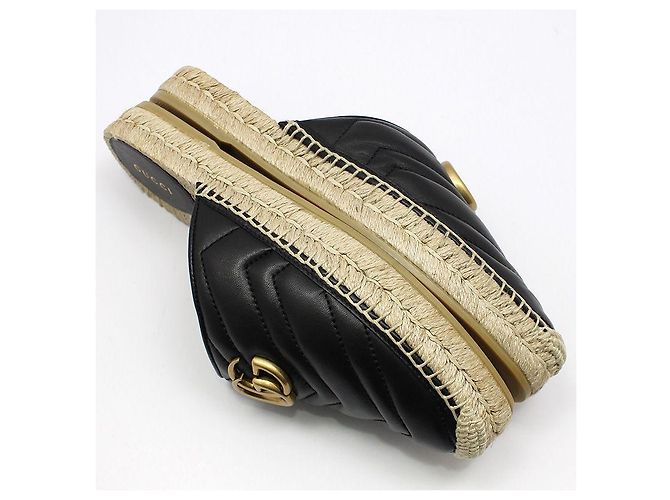 Gucci Mule espadrille loafer GG Marmont nero Marrone - vista 9