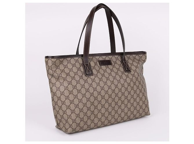 Gucci Canvas Schultertasche mit Reißverschluss Braun - Ansicht 4