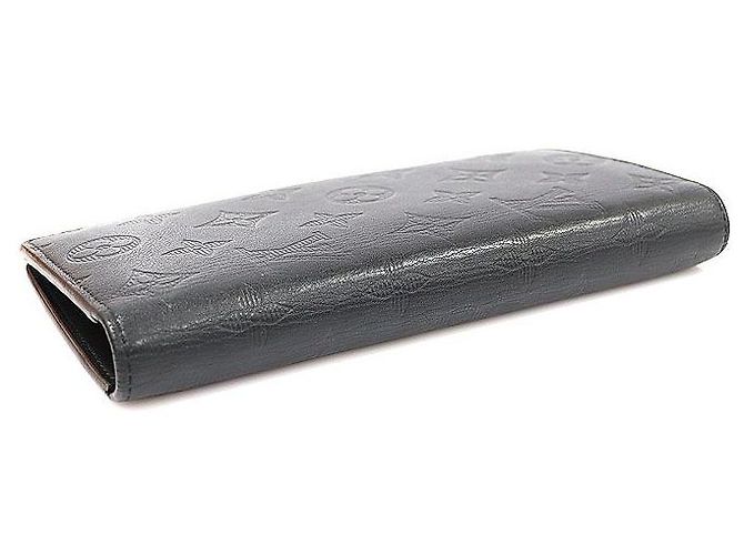 Louis Vuitton Portafoglio lungo Brazza in pelle di vitello Monogram Shadow nero - vista 5
