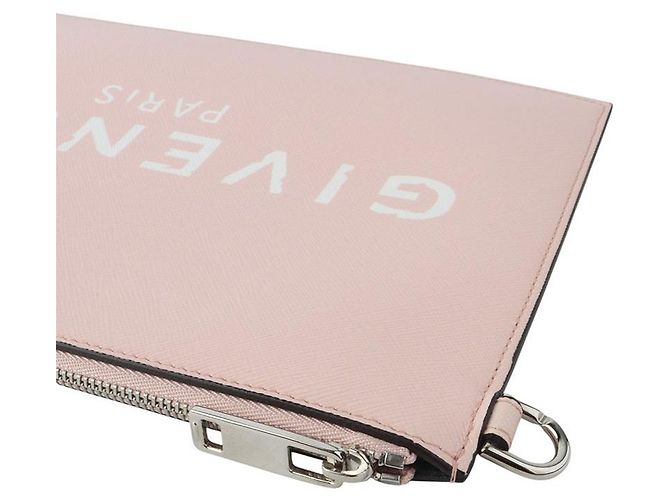 Givenchy Clutch in pelle rosa con logo vintage - vista 5