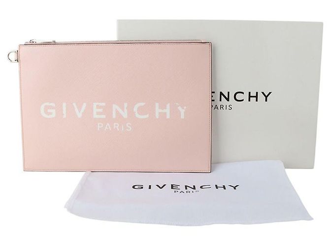 Givenchy Clutch in pelle rosa con logo vintage - vista 7
