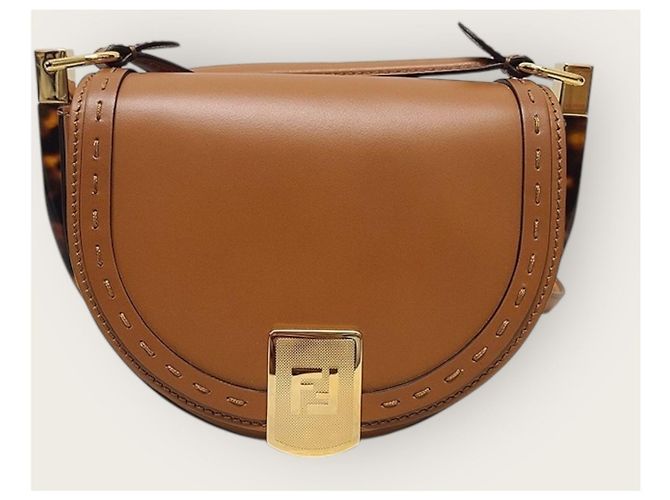 Fendi Borsa a tracolla Moonlight in pelle marrone e tonalità oro - vista 2