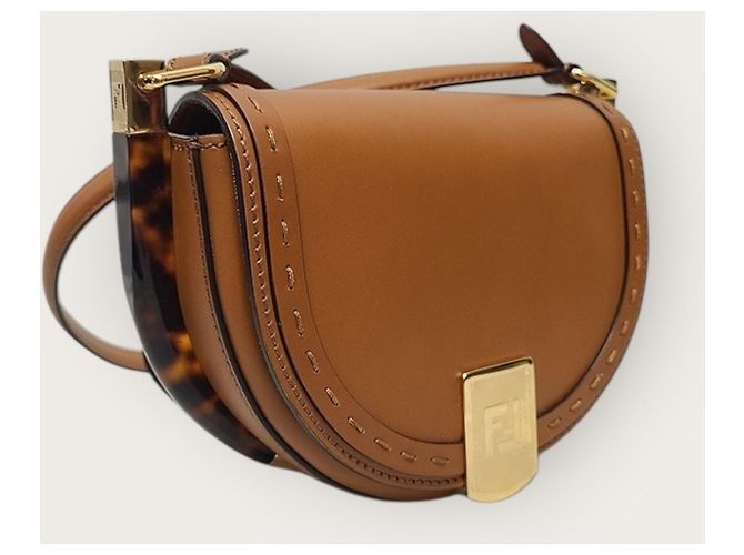 Fendi Borsa a tracolla Moonlight in pelle marrone e tonalità oro - vista 3