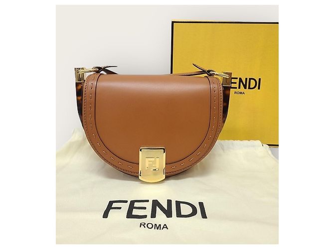 Fendi Borsa a tracolla Moonlight in pelle marrone e tonalità oro - vista 8
