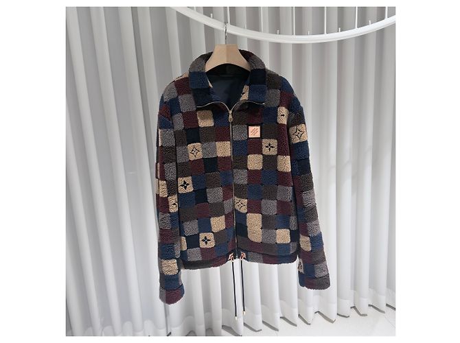 Louis Vuitton Giacca Bomber in Pile Damier A+/XL Multicolore - vista 3
