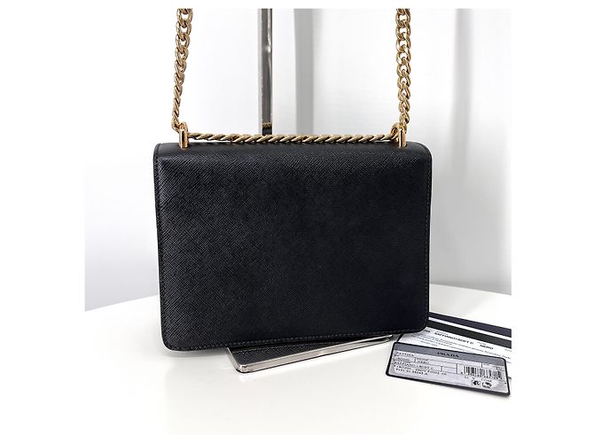 Prada Bolso de Hombro y Crossbody Envelope Saffiano Chain Black Negro - vista 4