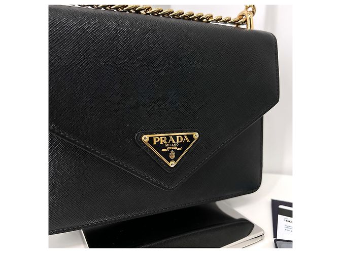 Prada Bolso de Hombro y Crossbody Envelope Saffiano Chain Black Negro - vista 5