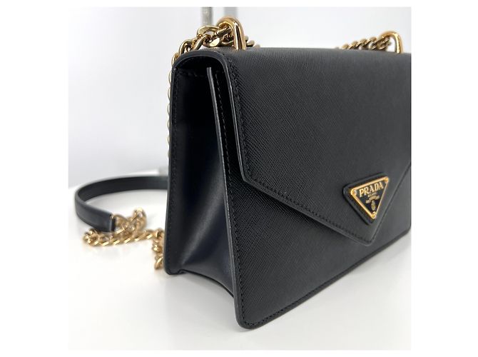 Prada Bolso de Hombro y Crossbody Envelope Saffiano Chain Black Negro - vista 8