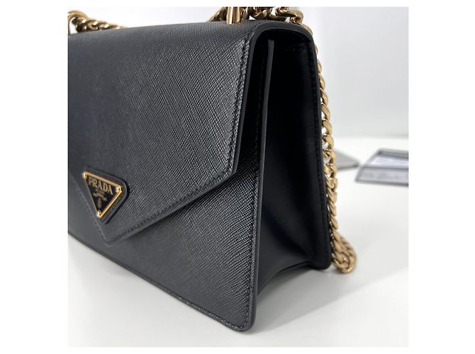 Prada Bolso de Hombro y Crossbody Envelope Saffiano Chain Black Negro - vista 9