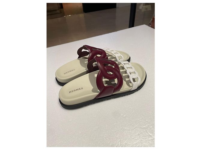 Hermès Extra Sandalen Weiß Braun - Ansicht 4