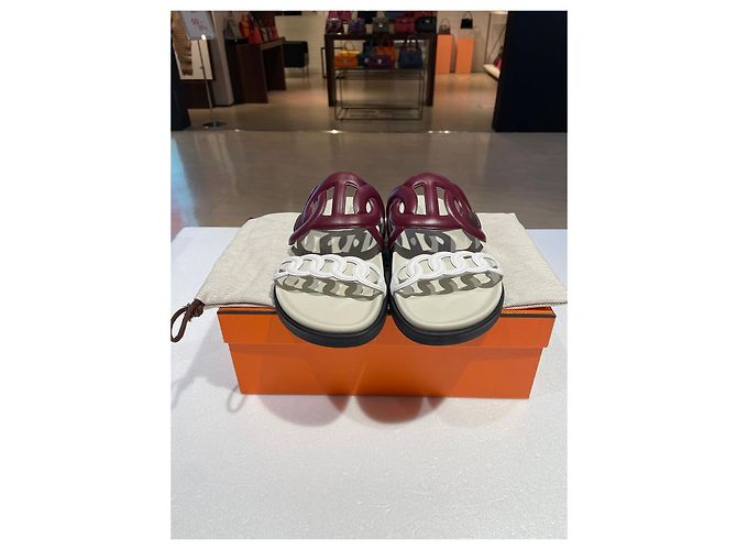 Hermès Extra Sandalen Weiß Braun - Ansicht 6