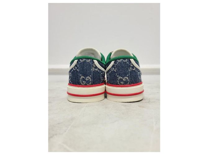 Gucci Denim Blue Three Stripe Tennis Sneaker Blau - Ansicht 6