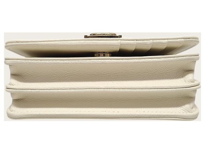 Boy Chanel Mini borsa a tracolla WOC Chevron in Caviar bianco e Oro Champagne - vista 6