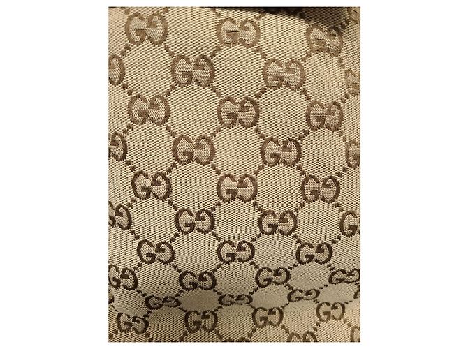 Gucci Chaqueta acolchada de lona de algodón GG Camel Ebony Castaño - vista 3