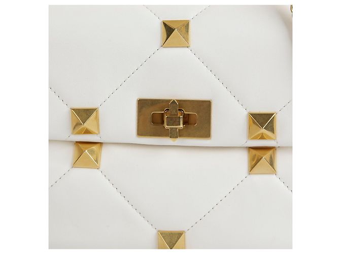 Valentino Tote e Borsa a Spalla Roman Stud in Pelle Bianca Ricondizionata Bianco - vista 2