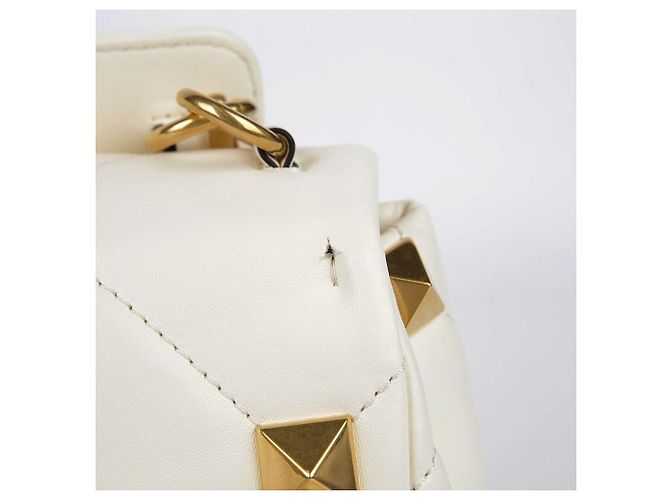 Valentino Tote e Borsa a Spalla Roman Stud in Pelle Bianca Ricondizionata Bianco - vista 6