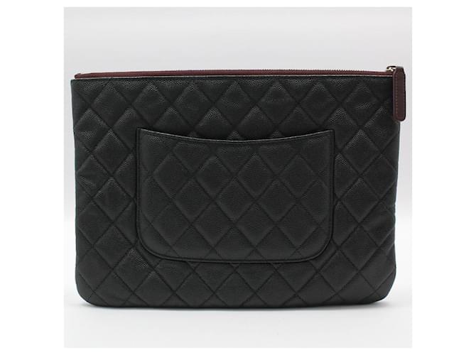 Chanel Clutch Black Caviar Argento Medium Nero - vista 3