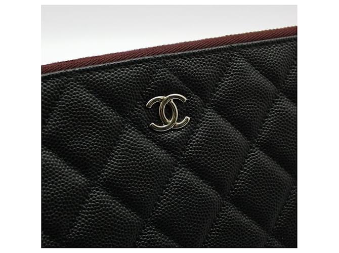 Chanel Clutch Black Caviar Argento Medium Nero - vista 6